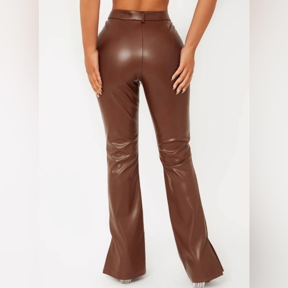 NWOT  brown faux leather pant - Picture 2 of 3